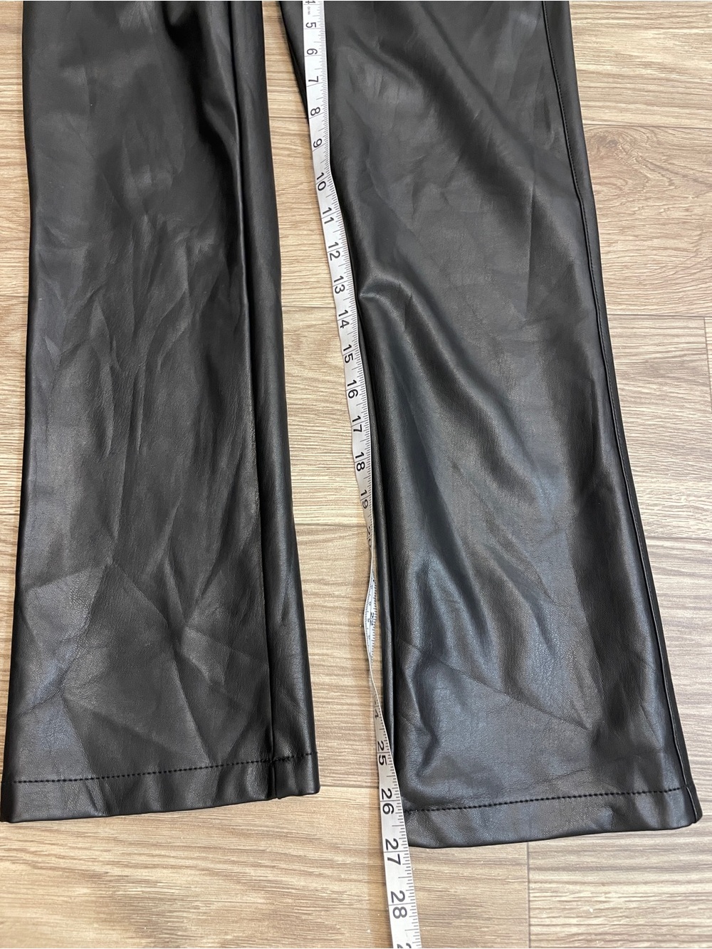 Maeve by Anthropologie Black Faux Leather High Waisted Kick Crop Pants - Picture 13 of 15